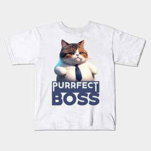 Just a Purrfect Boss Funny Cat Kids T-Shirt